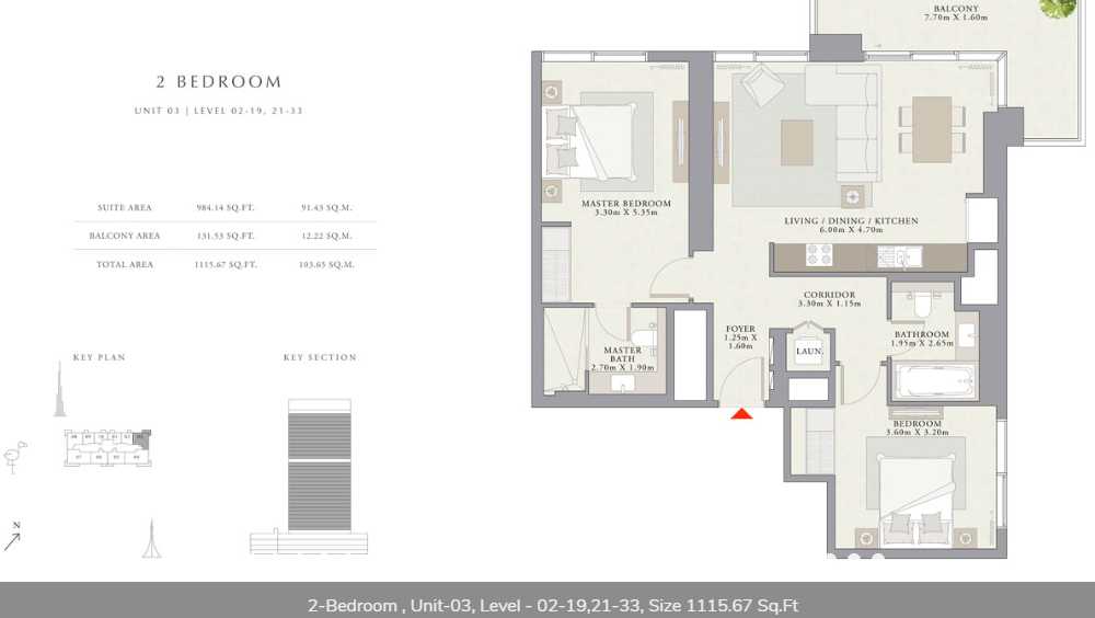 Unit 03 Level 2-19, 21-33, 2bhk